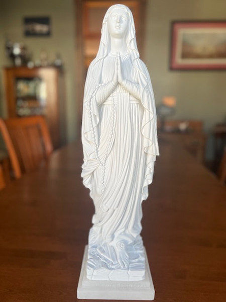 Shop our Lady Of Lourdes sculpture Virgin Mary marble alabaster crafted by Italian